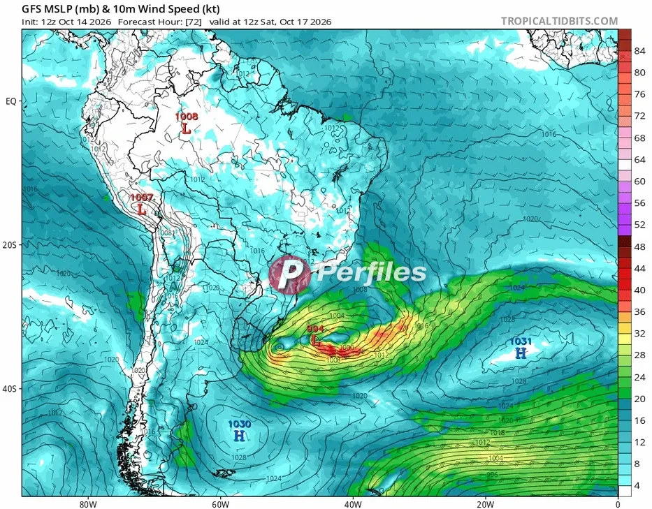 MetSul advierte por posible ciclón en tres departamentos de Uruguay