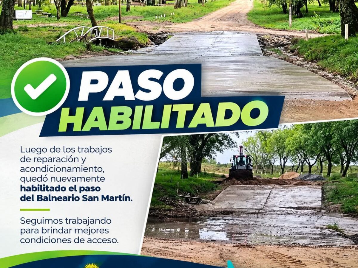 Quedó nuevamente habilitado el paso del Balneario San Martin