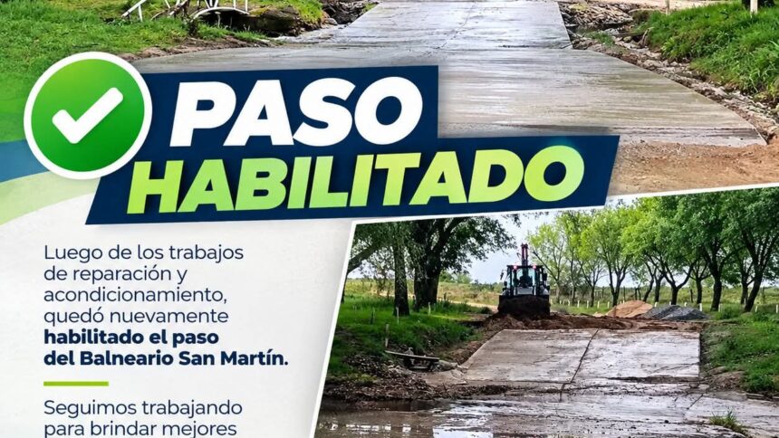 Quedó nuevamente habilitado el paso del Balneario San Martin